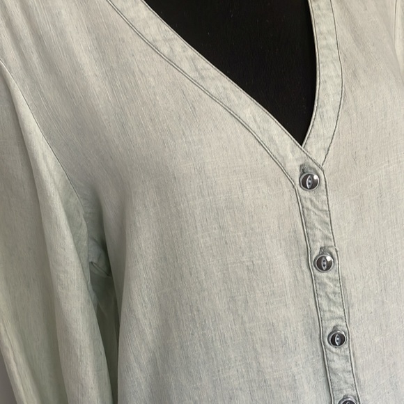 Michael Stars Denim Dress Size M Heavily Whitewashed Distressed Look Dropwaist - Picture 10 of 15